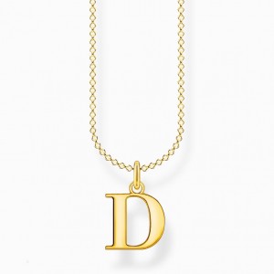 Thomas Sabo Necklace Letter D Gold Nahrdelnik Damske Žlté Zlate Strieborne | SK-62JFRNBTK
