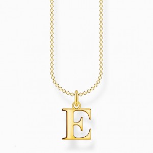 Thomas Sabo Necklace Letter E Gold Nahrdelnik Damske Žlté Zlate Strieborne | SK-58QMGBYSL
