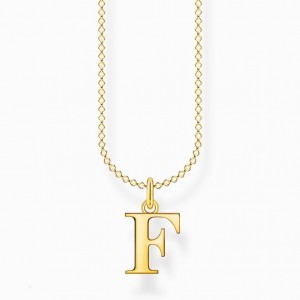 Thomas Sabo Necklace Letter F Gold Nahrdelnik Damske Žlté Zlate Strieborne | SK-35AOFSIRB