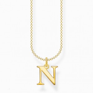 Thomas Sabo Necklace Letter N Gold Nahrdelnik Damske Žlté Zlate Strieborne | SK-72EGNWLTQ