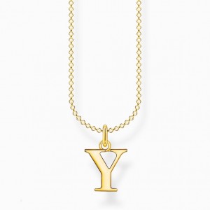Thomas Sabo Necklace Letter Y Gold Nahrdelnik Damske Žlté Zlate Strieborne | SK-28EZIYURS
