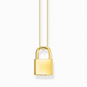 Thomas Sabo Necklace Lock Gold Nahrdelnik Damske Žlté Zlate Strieborne | SK-49XYNTSEK