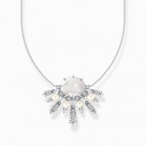 Thomas Sabo Necklace Milky Quartz With Zimná Sun Rays Silver Nahrdelnik Damske Strieborne | SK-38PUSIKCA