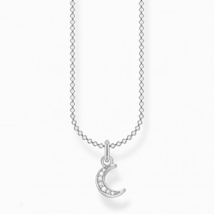 Thomas Sabo Necklace Moon Pavé Silver Nahrdelnik Damske Strieborne | SK-01VRLQAYF