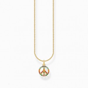 Thomas Sabo Necklace Peace With Colourful Stones Gold Nahrdelnik Damske Žlté Zlate Strieborne | SK-79SGZCLQD