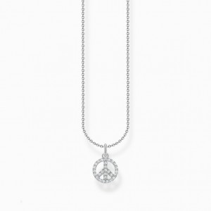 Thomas Sabo Necklace Peace With White Stones Silver Nahrdelnik Damske Strieborne | SK-38XONLIBT