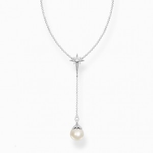 Thomas Sabo Necklace Pearl Star Silver Nahrdelnik Damske Strieborne | SK-01SPALCWK