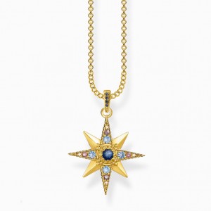 Thomas Sabo Necklace Royalty Star Nahrdelnik Damske Žlté Zlate Strieborne | SK-18INYMHTJ