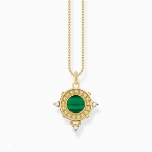 Thomas Sabo Necklace Snake With Green Malachite Gold Plated Nahrdelnik Damske Žlté Zlate Strieborne | SK-15AWJEZNI