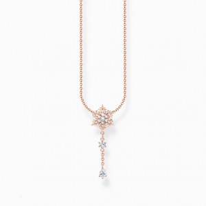 Thomas Sabo Necklace Snowflake With White Stones Rose Gold Nahrdelnik Damske Ruzove Zlate Strieborne | SK-49UBZRKVY