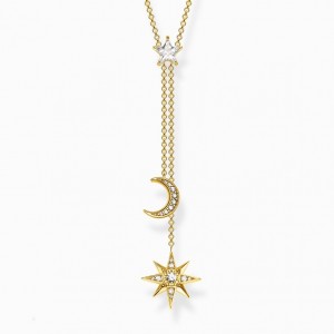 Thomas Sabo Necklace Star And Moon Gold Nahrdelnik Damske Žlté Zlate Strieborne | SK-09GTOJWXF