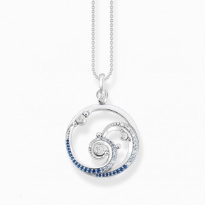 Thomas Sabo Necklace Wave With Blue Stones Nahrdelnik Damske Strieborne | SK-26KHNMAPC
