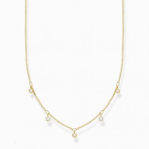Thomas Sabo Necklace White Stones Gold Nahrdelnik Damske Žlté Zlate Strieborne | SK-07AZLNESC