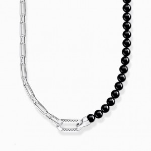 Thomas Sabo Necklace With Black Onyx Beads And Chain Links Silver Nahrdelnik Damske Strieborne | SK-15RKDTMGF