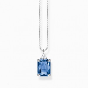 Thomas Sabo Necklace With Blue And White Stones Silver Nahrdelnik Damske Strieborne | SK-52XZVJIAL