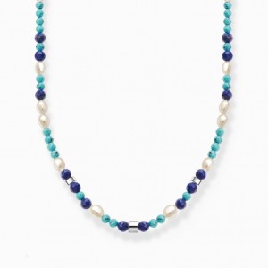 Thomas Sabo Necklace With Blue Stones And Pearls Nahrdelnik Damske Strieborne | SK-76ICQZVLJ