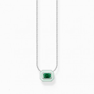Thomas Sabo Necklace With Green Stone Silver Nahrdelnik Damske Strieborne | SK-64BYPNWTQ