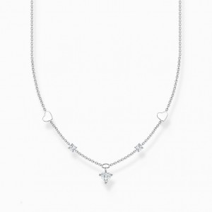 Thomas Sabo Necklace With Hearts And White Stones Silver Nahrdelnik Damske Strieborne | SK-21ALGQIXR