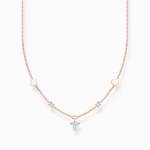Thomas Sabo Necklace With Hearts And White Stones Rose Gold Nahrdelnik Damske Ruzove Zlate Strieborne | SK-71XJUOCVA