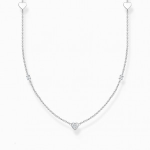 Thomas Sabo Necklace With Hearts And White Stones Silver Nahrdelnik Damske Strieborne | SK-46DLBWJTK