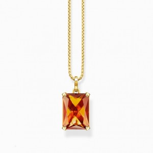 Thomas Sabo Necklace With Large Orange Stone Gold Plated Nahrdelnik Damske Žlté Zlate Strieborne | SK-56HIZRENY