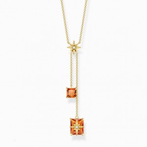 Thomas Sabo Necklace With Orange Stones And Stars Gold Plated Nahrdelnik Damske Žlté Zlate Strieborne | SK-04EXFBCJA