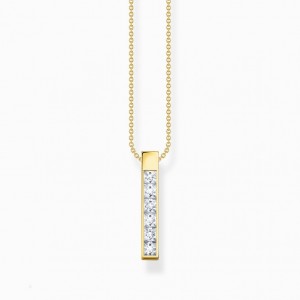 Thomas Sabo Necklace With White Stones Gold Plated Nahrdelnik Damske Žlté Zlate Strieborne | SK-16IYNDRKA