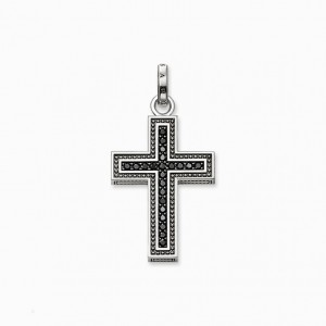 Thomas Sabo Pendant Black Cross Pavé Prívesky Panske Strieborne | SK-49XKJDOPF