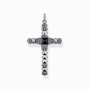 Thomas Sabo Pendant Black Ethno Cross Medium Prívesky Damske Strieborne | SK-58HXCPTLA
