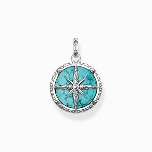 Thomas Sabo Pendant Compass Turquoise Prívesky Panske Strieborne | SK-94VGPTRAB