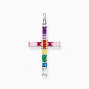 Thomas Sabo Pendant Cross With Colourful Stones Silver Prívesky Damske Strieborne | SK-23WCPHEAK