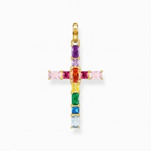 Thomas Sabo Pendant Cross With Colourful Stones Gold Plated Prívesky Damske Žlté Zlate Strieborne | SK-73XTDQAOJ