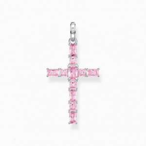 Thomas Sabo Pendant Cross With Pink Stones Silver Prívesky Damske Strieborne | SK-96ZVTKNMH
