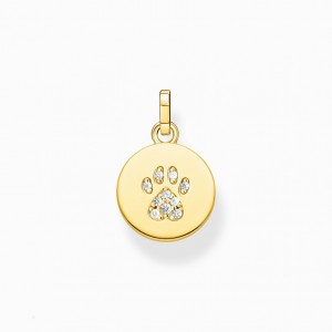 Thomas Sabo Pendant Disc Paw Cat Gold Prívesky Damske Žlté Zlate Strieborne | SK-37TANUILC