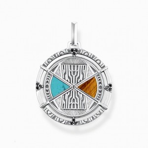Thomas Sabo Pendant Lucky Charm With Tiger'S Eye And Turquoise Silver Prívesky Damske Strieborne | SK-27PDQFWAB