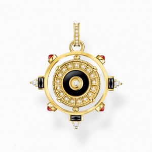 Thomas Sabo Pendant Rotatable With Black Onyx And White Stones Gold Plated Prívesky Damske Žlté Zlate Strieborne | SK-63VDGJBRZ