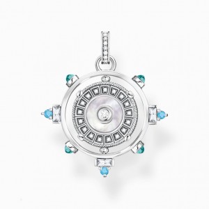 Thomas Sabo Pendant Rotatable With Mother-Of-Pearl And Turquoise Stones Silver Prívesky Damske Strieborne | SK-29AEIDMRQ