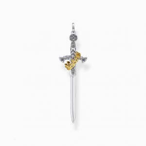 Thomas Sabo Pendant Sword With Crown Prívesky Panske Žlté Zlate Strieborne | SK-64URQAYOP