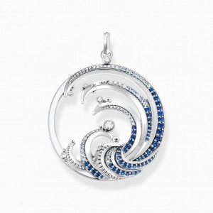 Thomas Sabo Pendant Wave With Blue Stones Prívesky Damske Strieborne | SK-95CMUPXGA