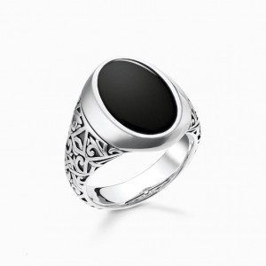Thomas Sabo Ring Black Prstene Panske Strieborne | SK-97ZEIFKWR