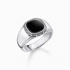 Thomas Sabo Ring Black Prstene Panske Strieborne | SK-67EHPKWUY