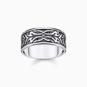 Thomas Sabo Ring Black Tiger Pattern Prstene Damske Strieborne | SK-46TSWAOQF