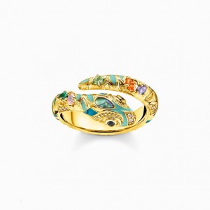 Thomas Sabo Ring Bright Golden-Coloured Snake Prstene Damske Žlté Zlate Strieborne | SK-38ACVFQTZ