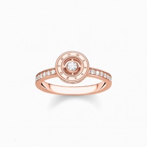 Thomas Sabo Ring Circle With White Stones Pavé Rose Gold Plated Prstene Damske Ruzove Zlate Strieborne | SK-23CDZGBHQ