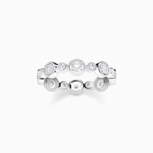 Thomas Sabo Ring Circles With White Stones Silver Prstene Damske Strieborne | SK-76MIFBLUJ