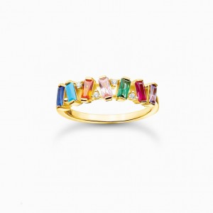 Thomas Sabo Ring Colourful Stones, Gold Prstene Damske Žlté Zlate Strieborne | SK-81TNCIFSB