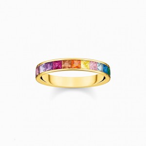 Thomas Sabo Ring Colourful Stones Gold Prstene Damske Žlté Zlate Strieborne | SK-98ROPSBJN