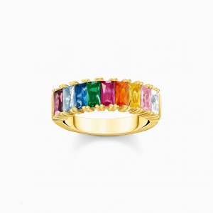 Thomas Sabo Ring Colourful Stones Gold Prstene Damske Žlté Zlate Strieborne | SK-23FOYBNDS