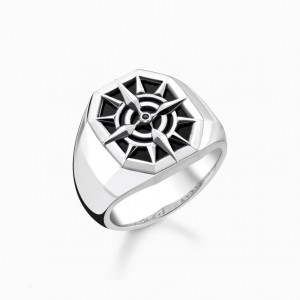 Thomas Sabo Ring Compass Black Prstene Damske Strieborne | SK-65MQVHIPA