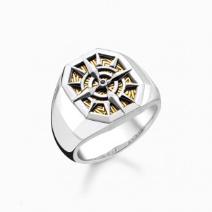 Thomas Sabo Ring Compass Gold Prstene Damske Žlté Zlate Strieborne | SK-07GVMTJBQ